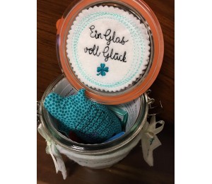 Stickserie ITH - Wunschglas Glücksglas Anhänger & liebe Worte